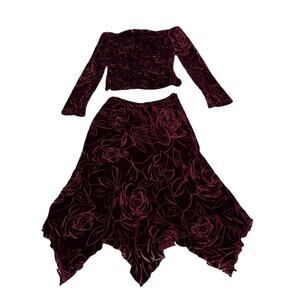 Tadashi Shoji Small Skirt Set Burned Velvet Witchy Handkerchief Skirt Gothic